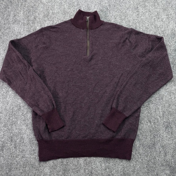 Peter Millar Sweater Mens Medium 100% Merino Wool Crown Broken Jersey 1/4 Zip